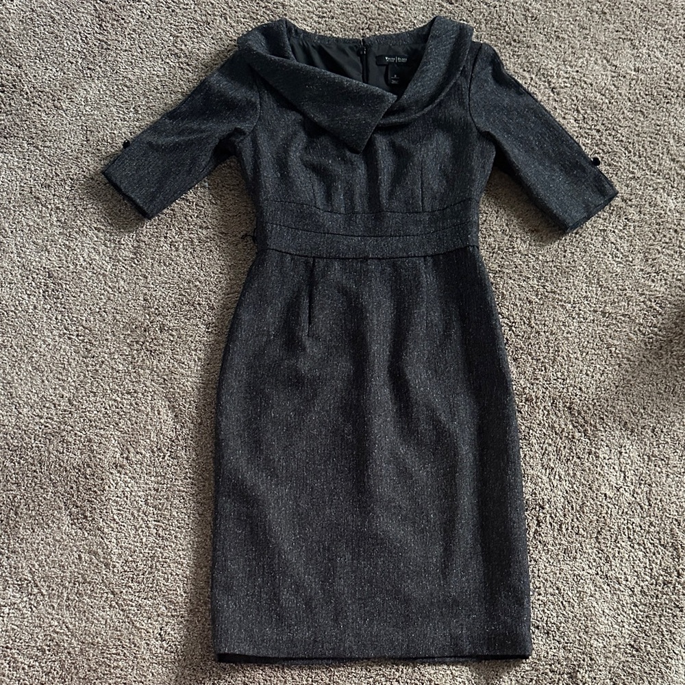 WHBM Black Metallic Midi Sheath Dress